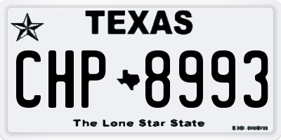 TX license plate CHP8993