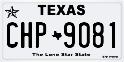 TX license plate CHP9081