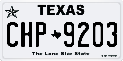 TX license plate CHP9203