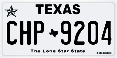 TX license plate CHP9204