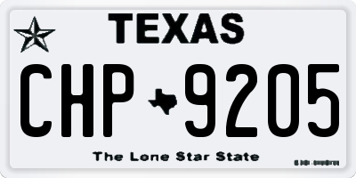 TX license plate CHP9205