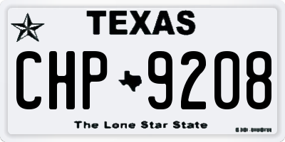 TX license plate CHP9208