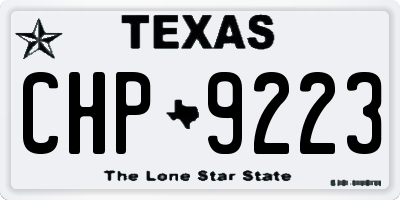 TX license plate CHP9223