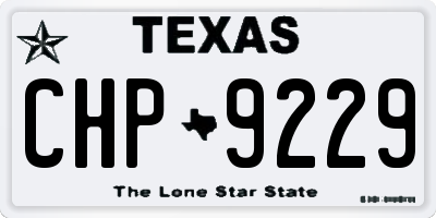 TX license plate CHP9229