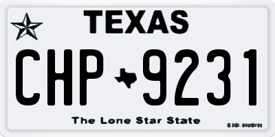 TX license plate CHP9231
