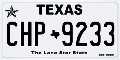 TX license plate CHP9233