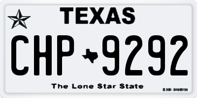 TX license plate CHP9292