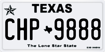 TX license plate CHP9888