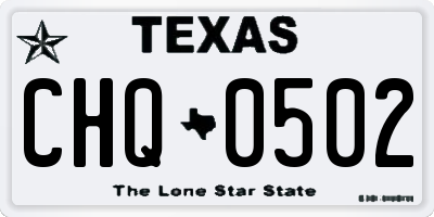 TX license plate CHQ0502
