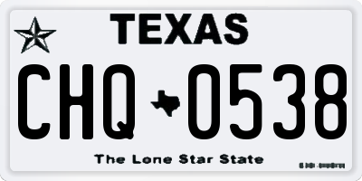 TX license plate CHQ0538