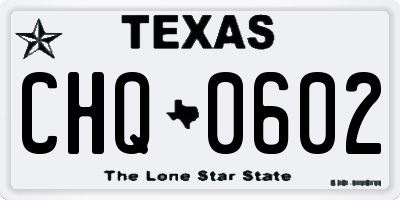 TX license plate CHQ0602
