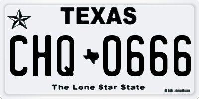 TX license plate CHQ0666