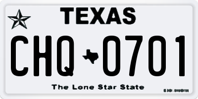 TX license plate CHQ0701