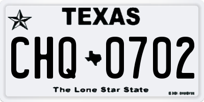 TX license plate CHQ0702