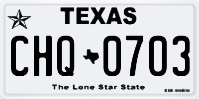 TX license plate CHQ0703
