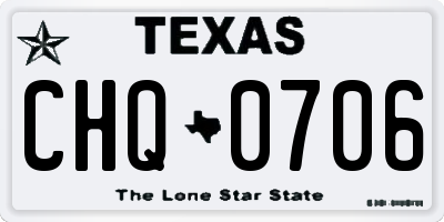TX license plate CHQ0706