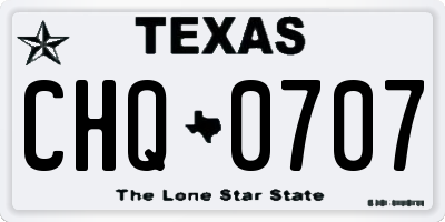TX license plate CHQ0707