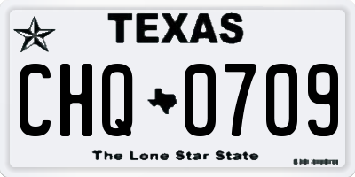 TX license plate CHQ0709