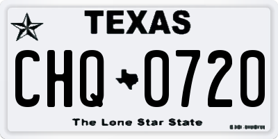 TX license plate CHQ0720