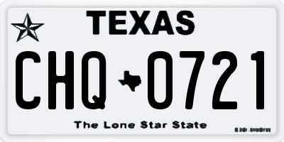 TX license plate CHQ0721