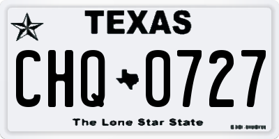 TX license plate CHQ0727