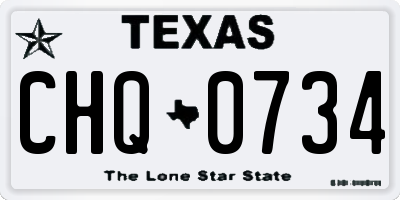 TX license plate CHQ0734