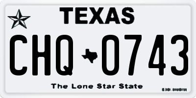 TX license plate CHQ0743