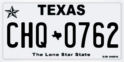 TX license plate CHQ0762