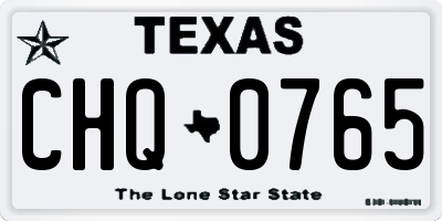 TX license plate CHQ0765