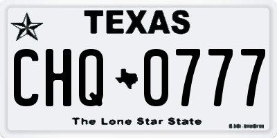 TX license plate CHQ0777