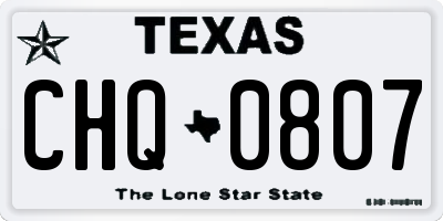 TX license plate CHQ0807