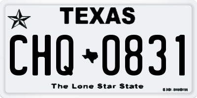 TX license plate CHQ0831