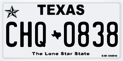 TX license plate CHQ0838