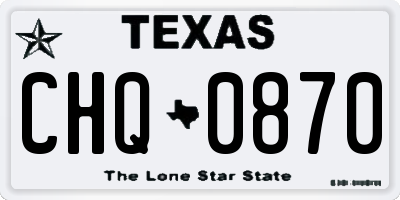 TX license plate CHQ0870