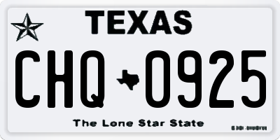 TX license plate CHQ0925
