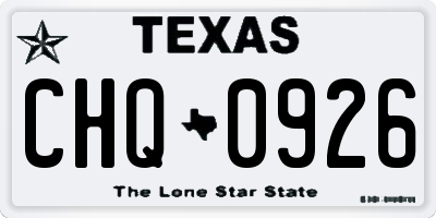 TX license plate CHQ0926