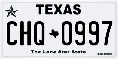 TX license plate CHQ0997