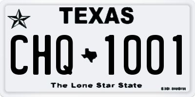 TX license plate CHQ1001