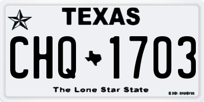 TX license plate CHQ1703