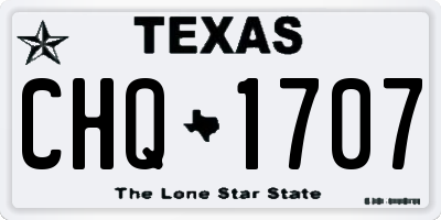 TX license plate CHQ1707