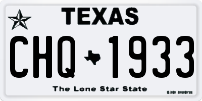 TX license plate CHQ1933