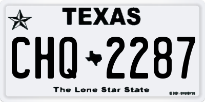 TX license plate CHQ2287