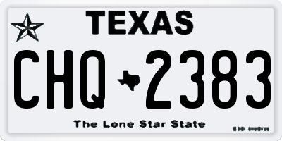 TX license plate CHQ2383