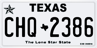 TX license plate CHQ2386
