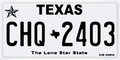 TX license plate CHQ2403