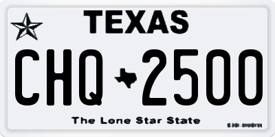 TX license plate CHQ2500