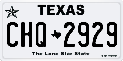 TX license plate CHQ2929