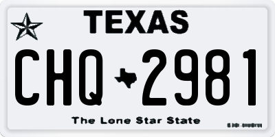 TX license plate CHQ2981