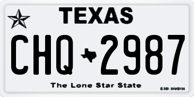 TX license plate CHQ2987