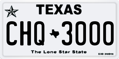 TX license plate CHQ3000